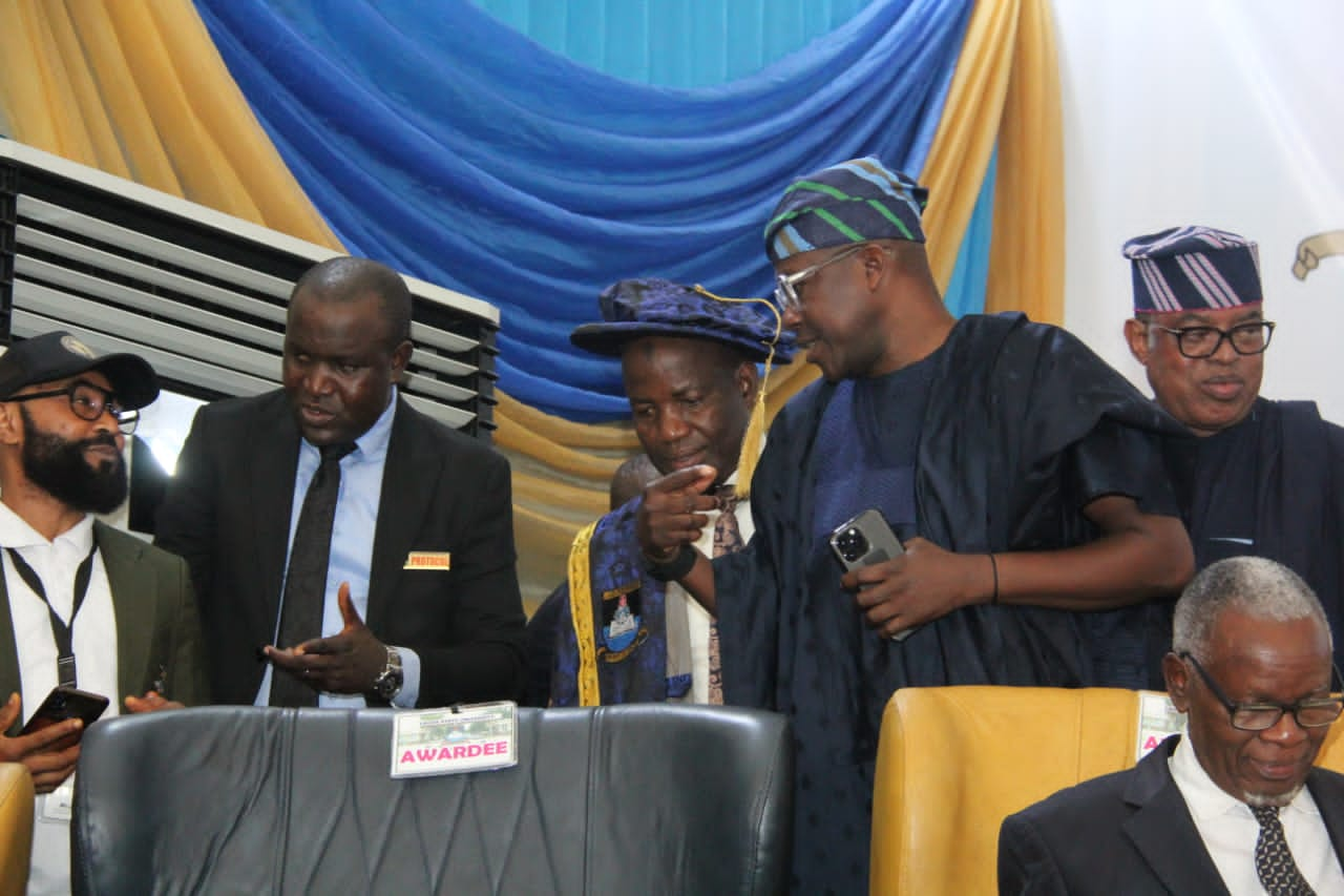 The Lagos State Head of Service, Mr Hakeem Muri-Okunola celebrates with ...